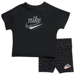 Girls' Toddler - Nike Airloom T-Shirt & Bike Shorts - Grey/Black