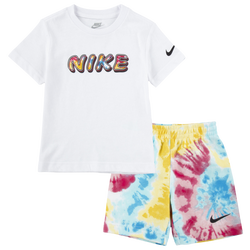 Boys' Toddler - Nike Tie Dye Club Shorts Set - White/Black