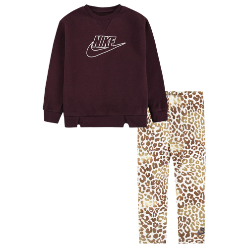 

Girls Nike Nike Fleece Set - Girls' Toddler Pale Ivory/Maroon Size 2T