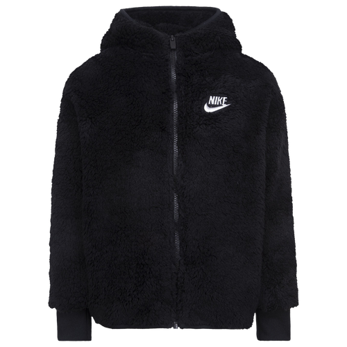 

Boys Preschool Nike Nike Sherpa Woven Piecing Jacket - Boys' Preschool Black/White Size 4