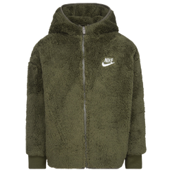 Boys' Preschool - Nike Sherpa Woven Piecing Jacket - Olive/White