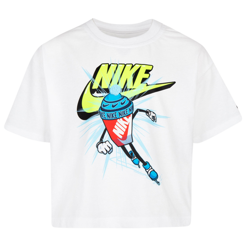 

Girls Preschool Nike Nike Speed Skater Top - Girls' Preschool Volt/White Size 6X