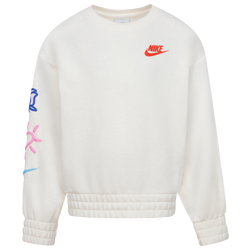 Girls' Preschool - Nike XO Swoosh Crew - Pale Ivory/Red