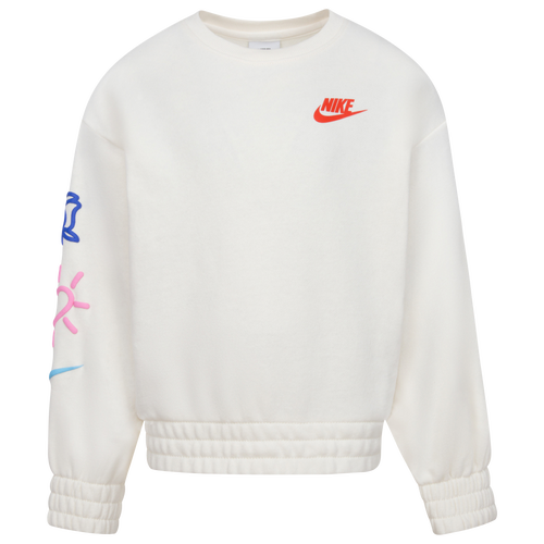 

Girls Preschool Nike Nike XO Swoosh Crew - Girls' Preschool Pale Ivory/Red Size 6