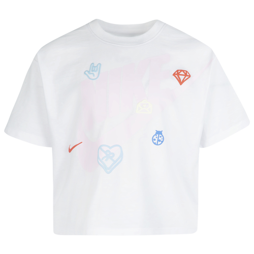 

Girls Preschool Nike Nike Love Icon Boxy T-Shirt - Girls' Preschool White/Pink Size 6X