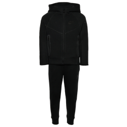 Boys' Preschool - Nike Tech Fleece Hooded Full-Zip Set - Black/Black
