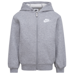 Boys' Preschool - Nike NSW Club Fleece LBR Full-Zip - Dark Grey Heather/Grey