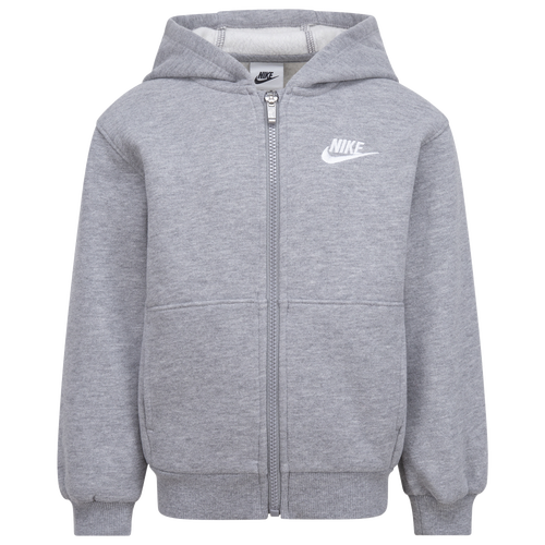 Shop Nike Boys Preschool   Nsw Club Fleece Lbr Full-zip In Dark Grey Heather/grey