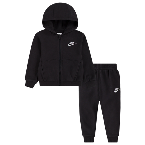 

Boys Nike Nike NSW LBR Club Fleece Full Zip Set - Boys' Toddler Black/White Size 2T