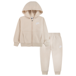 Boys' Toddler - Nike NSW LBR Club Fleece Full Zip Set - White/Sanddrift