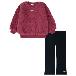 Girls' Preschool - Nike Cozy Flare Leg Pants Set - Sweet Beet/Black
