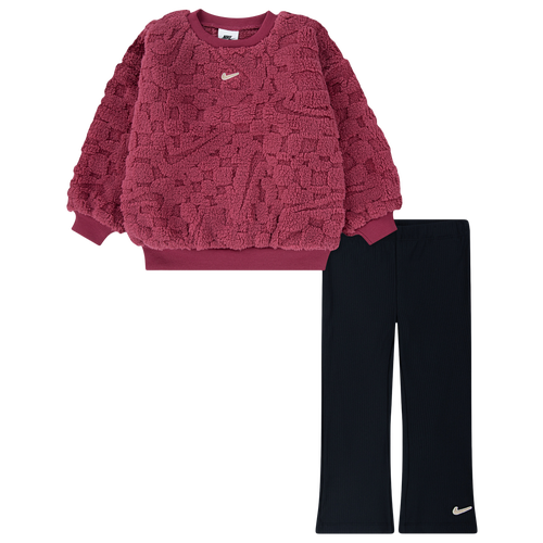  - Nike Cozy Flare Leg Pants Set - Sweet Beet/Black