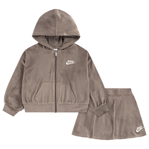 GIRLS - Nike Velour Scooter Set - Mink Brown