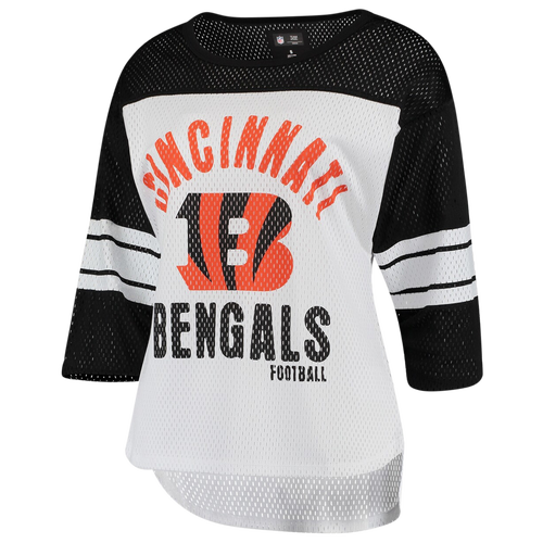 

G-III Womens Cincinnati Bengals G-III Bengals 4HER First Team 3/4 Sleeve Mesh T-Shirt - Womens White Size L