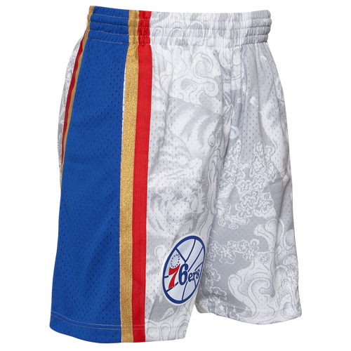 

Mitchell & Ness Mens Mitchell & Ness 76ers CNY Shorts - Mens White/Gold Size S