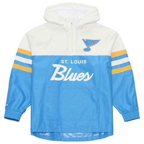 Mitchell & Ness Mens Blues Head Coach Lightweight Anorak Windbreaker - - Blue