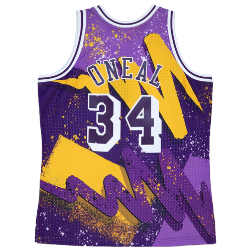 

Mitchell & Ness Mens Shaquille O'neal Mitchell & Ness Lakers Hyp Hoops Jersey - Mens Purple/Multi Size L