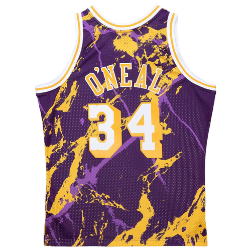 

Mitchell & Ness Mens Shaquille O'neal Mitchell & Ness Lakers Marble Jersey - Mens Purple Size L