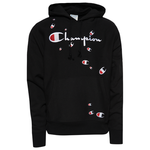 

Champion Mens Champion Reverse Weave Fall Hoodie - Mens Black/White Size S