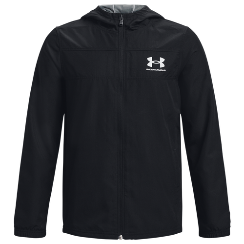 

Boys Under Armour Under Armour Sportstyle Wind Jacket - Boys' Grade School Black/Grey Size L