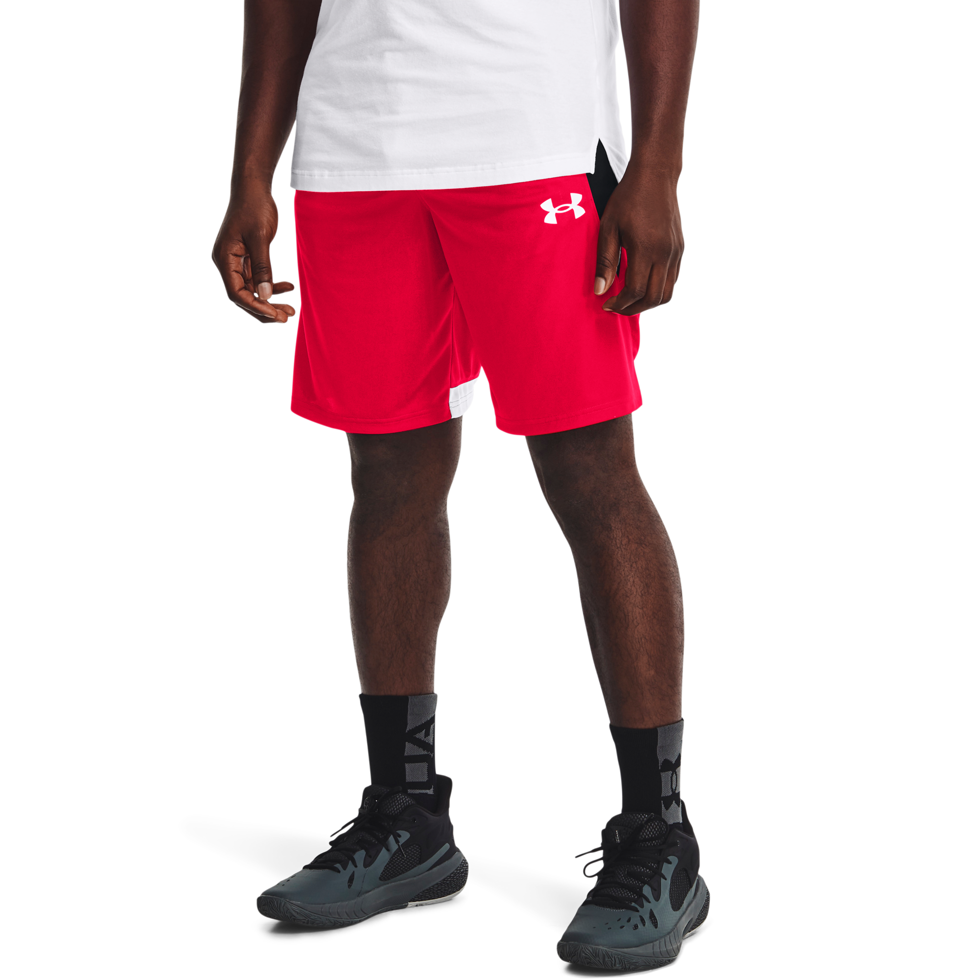 Under Armour Men's Baseline Basketball Shorts 1305729 600 Red White L