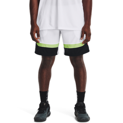 Men's - Under Armour Baseline Performance Shorts - White/Black/Penta Pink