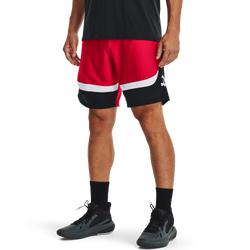 Men's - Under Armour Baseline Performance Shorts - Red/Black/White