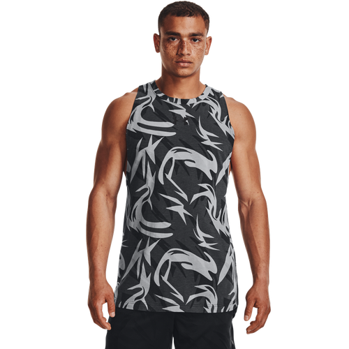 

Under Armour Mens Under Armour Baseline Printed Tank - Mens Black/Black Size M