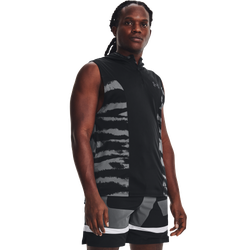 Men's - Under Armour Baseline Tank Hoodie - Black/Black