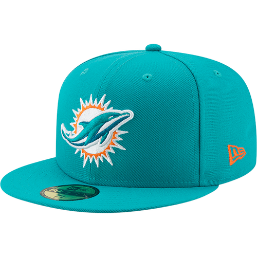 Shop New Era Mens Miami Dolphins  Dolphins 5950 T/c Fitted Cap In Teal/orange