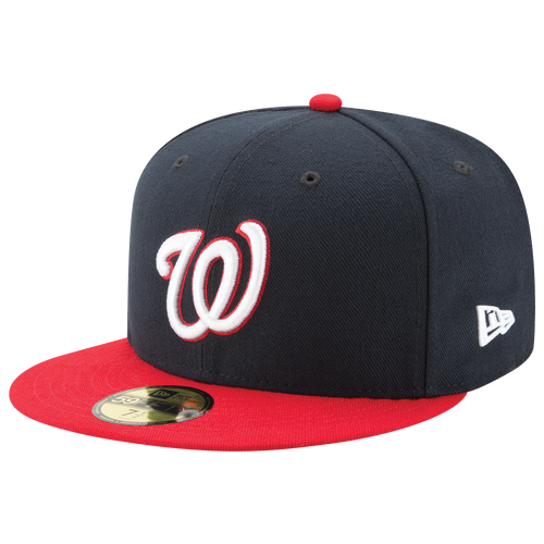 Shop New Era Washington Nationals  Nationals 59fifty Authentic Cap In Navy/red