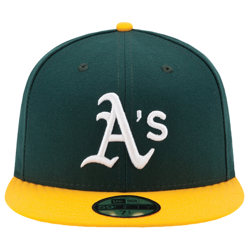 Shop New Era Oakland Athletics  Athletics 59fifty Authentic Cap In Green/yellow