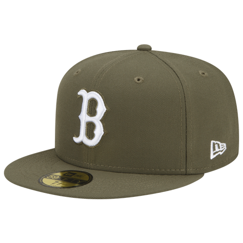 

New Era Mens Los Angeles Dodgers New Era Red Sox Logo White 59Fifty Fitted Cap - Mens Olive/Olive Size 8