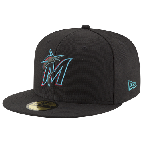 ADULT - New Era Marlins 59Fifty Authentic Cap - Black/Carolina Pink