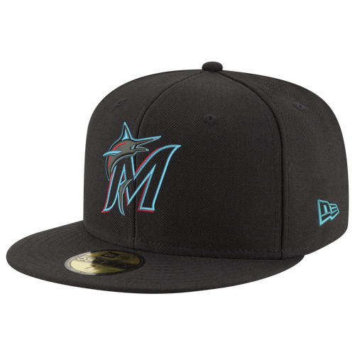 New Era Miami Marlins  Marlins 59fifty Authentic Cap In Black/carolina/pink