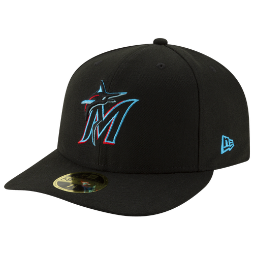 Shop New Era Mens Miami Marlins  Marlins 59fifty Authentic Collection Cap In Black/black