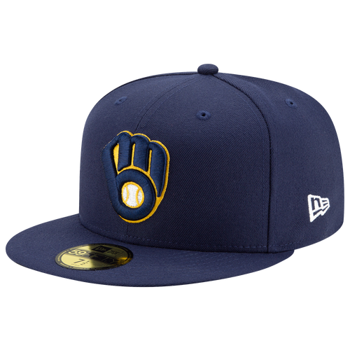 Shop New Era Milwaukee Brewers  Brewers 59fifty Authentic Cap In Royal/yellow