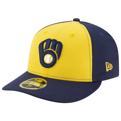 

New Era Mens Milwaukee Brewers New Era Brewers 59Fifty Authentic Collection Cap - Mens Navy/Yellow Size 7