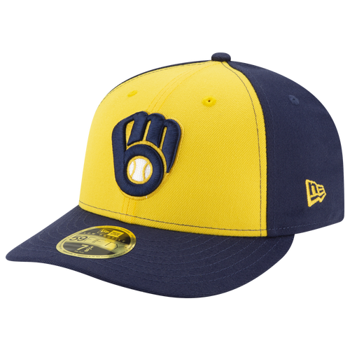 

New Era Mens New Era Brewers 59Fifty Authentic Collection Cap - Mens Navy/Yellow Size 7