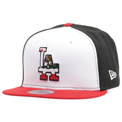 Men's - New Era Dodgers Cali Bear Logo Snapback Cap - White/Black/Red