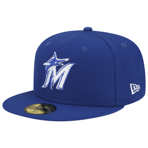 

New Era Mens New Era Marlins Logo White 59Fifty Fitted Cap - Mens Royal/Royal Size 8