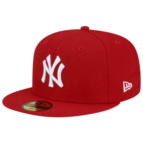 New Era Mens Los Angeles Dodgers  Yankees Logo White 59fifty Fitted Cap In Red/red
