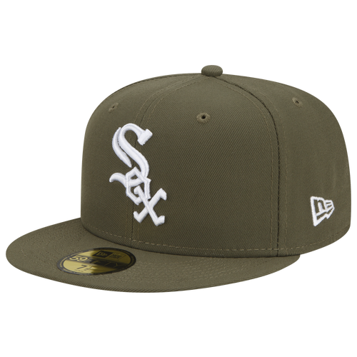 

New Era Mens New Era White Sox Logo White 59Fifty Fitted Cap - Mens Olive/Olive Size 8