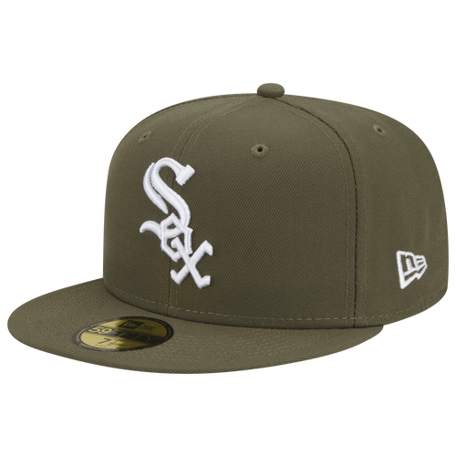 Shop New Era Mens Chicago White Sox  White Sox Logo White 59fifty Fitted Cap In Olive/olive