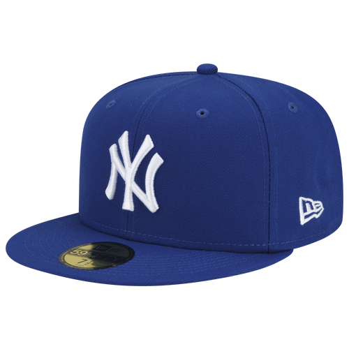 New Era Mens New York Yankees  Yankees Logo White 59fifty Fitted Cap In Royal/royal