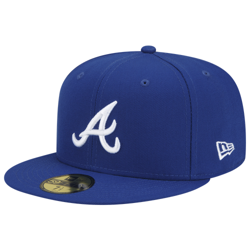 

New Era Mens New Era Braves Logo White 59Fifty Fitted Cap - Mens Royal/Royal Size 8