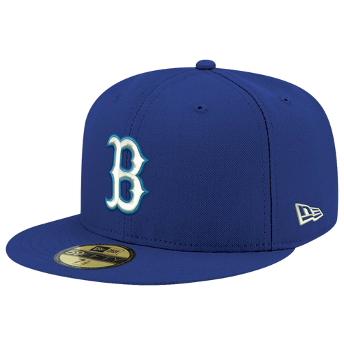 Shop New Era Mens Boston Red Sox  Red Sox Logo White 59fifty Fitted Cap In Royal/royal