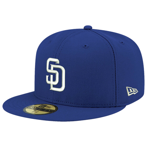 Shop New Era Mens San Diego Padres  Padres Logo White 59fifty Fitted Cap In Royal/royal