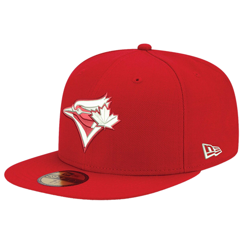 

New Era Mens New Era Blue Jays Logo White 59Fifty Fitted Cap - Mens Red/Red Size 8