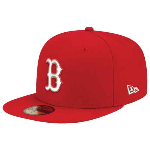 

New Era Mens Boston Red Sox New Era Red Sox Logo White 59Fifty Fitted Cap - Mens Red/Red Size 8